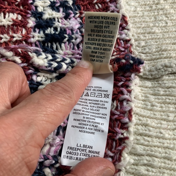 L.L. Bean Cream and Multicolor Patterned Cardigan - Picture 7 of 8